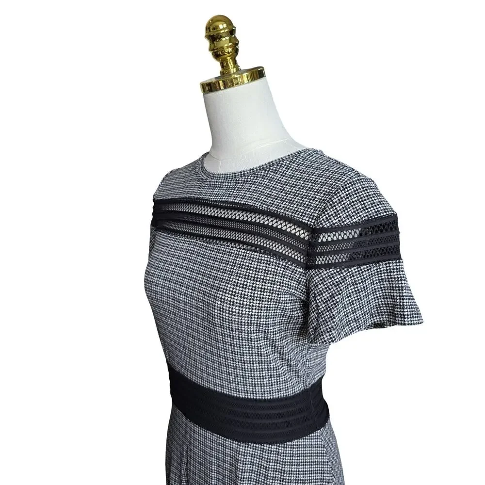Michael Kors Dress Womens PM Black White Houndstooth Fit Flare NWT‎